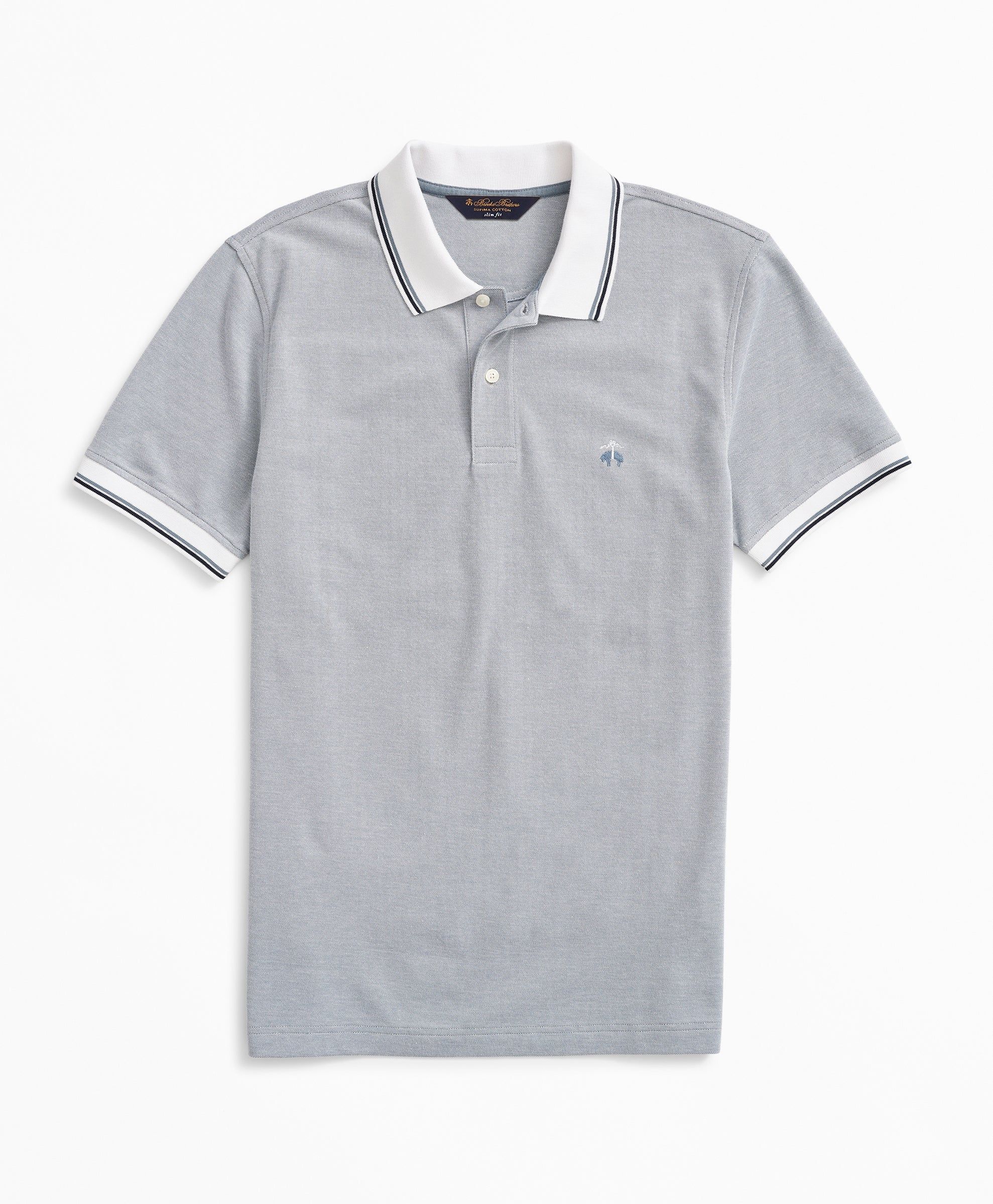 Slim-Fit Stretch Striped-Trim Polo Shirt sold by Brooks Brothers product image thumbnail 2