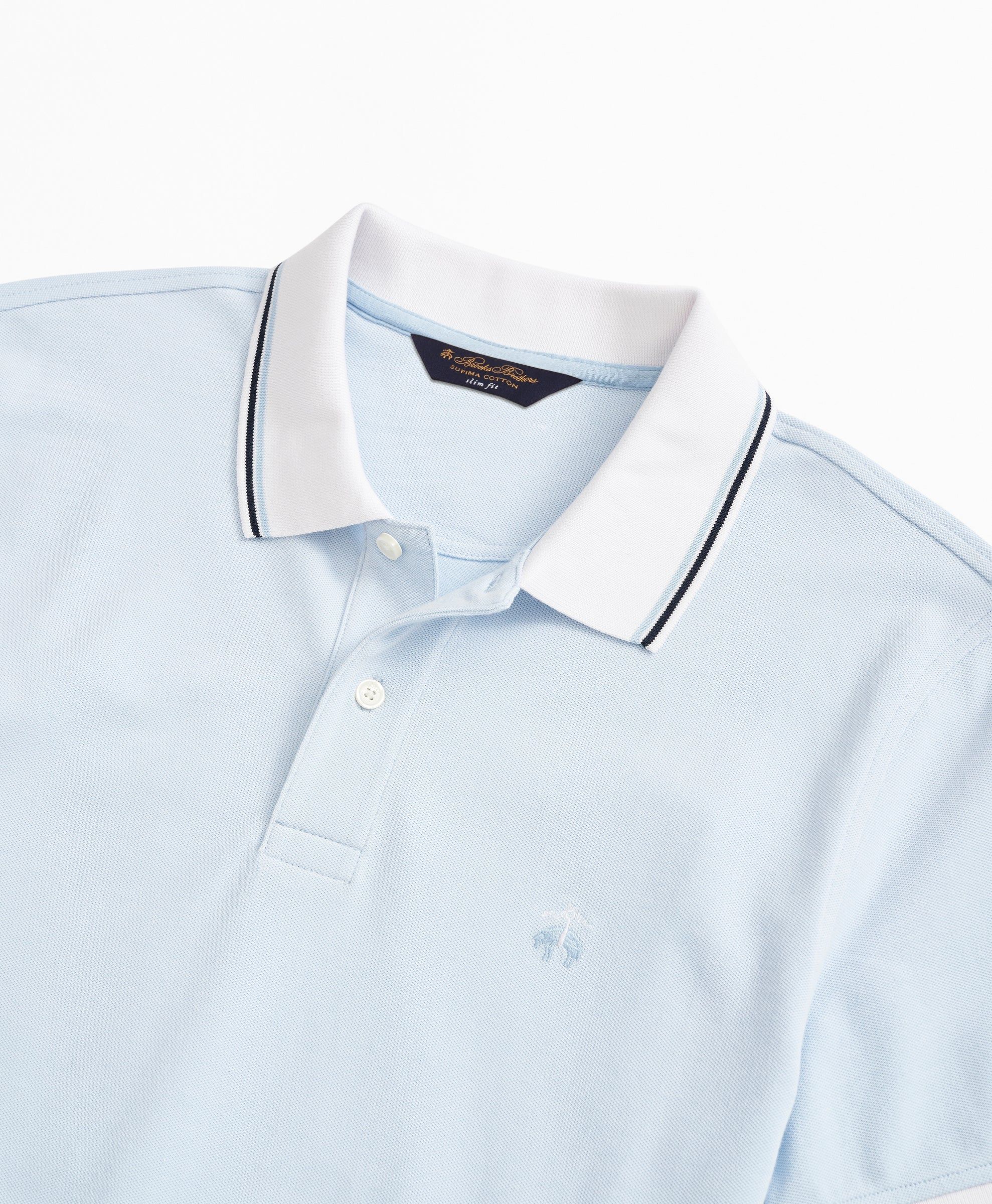 Slim-Fit Stretch Striped-Trim Polo Shirt sold by Brooks Brothers product image thumbnail 3