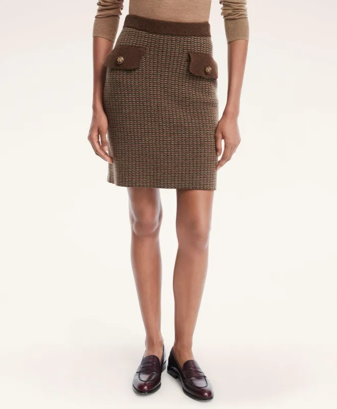 Merino Wool Double Knit Houndstooth Skirt sold by Brooks Brothers