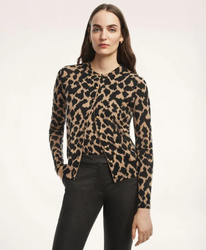 Merino Wool Animal Print Cardigan made by Brooks Brothers