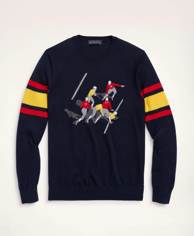Merino Football Intarsia Crewneck Sweater sold by Brooks Brothers