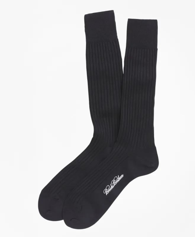 Egyptian Cotton Ribbed Crew Socks sold by Brooks Brothers