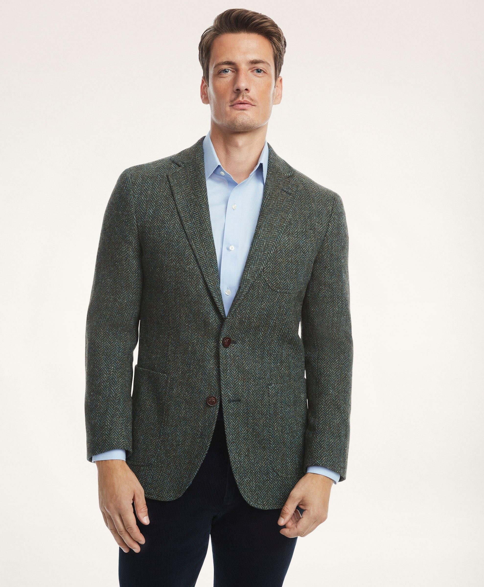 Classic-Fit Brushed Wool Herringbone Tweed Sport Coat sold by Brooks Brothers