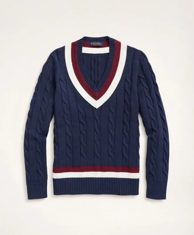 Supima Cotton Cable Tennis Sweater sold by Brooks Brothers