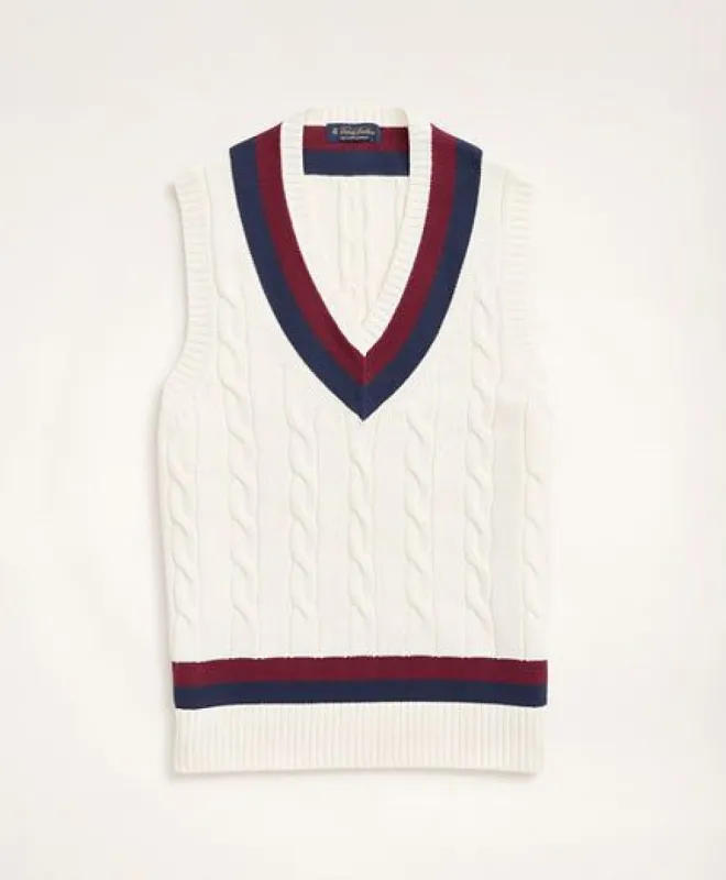 Supima Cotton Cable Tennis Sweater Vest sold by Brooks Brothers