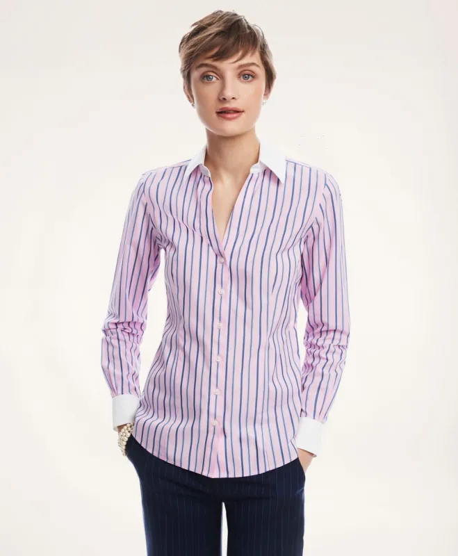 Classic Fitted Non-Iron Stretch Supima Cotton Striped Shirt sold by Brooks Brothers