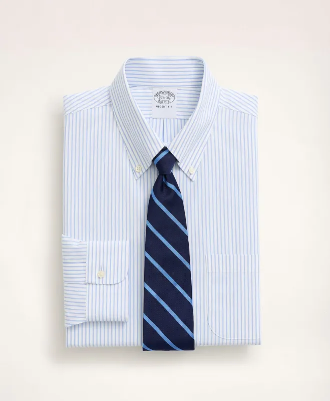 Stretch Regent Regular-Fit Dress Shirt, Non-Iron Poplin Button-Down Collar Pencil Stripe sold by Brooks Brothers