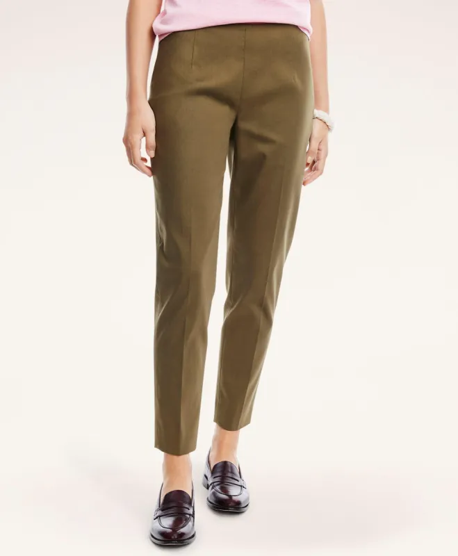 Stretch Cotton Side-Zip Slim Ankle Pants sold by Brooks Brothers