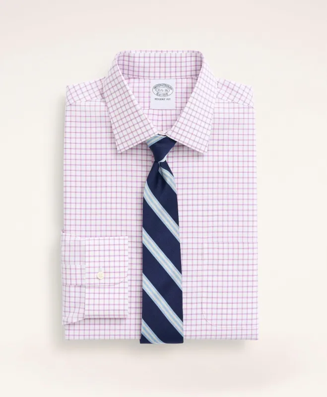 Stretch Regent Regular-Fit Dress Shirt, Non-Iron Poplin Ainsley Collar Check sold by Brooks Brothers