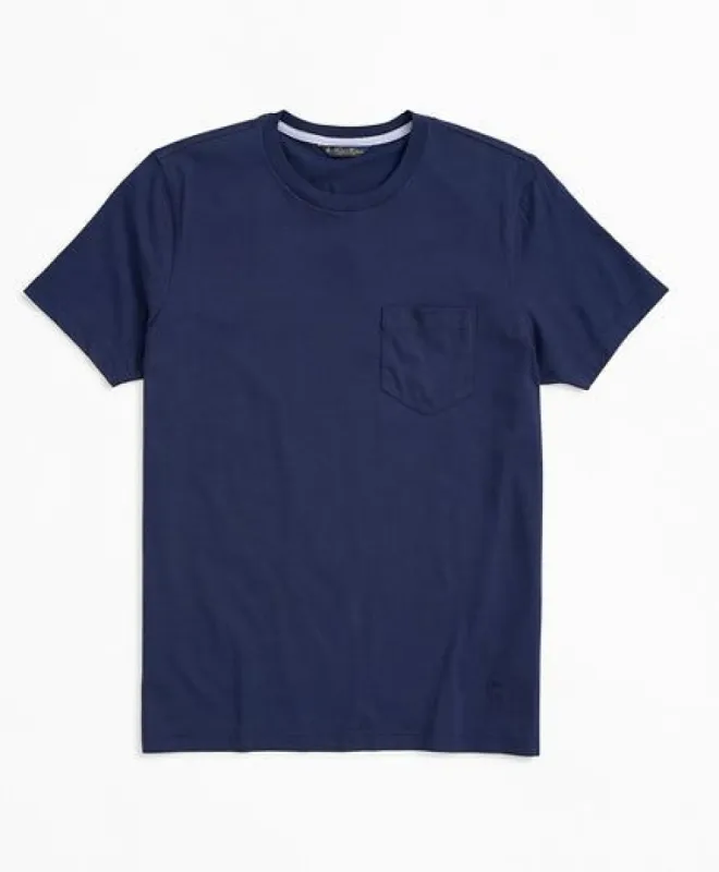 Washed Supima Cotton Pocket Crewneck T-Shirt sold by Brooks Brothers