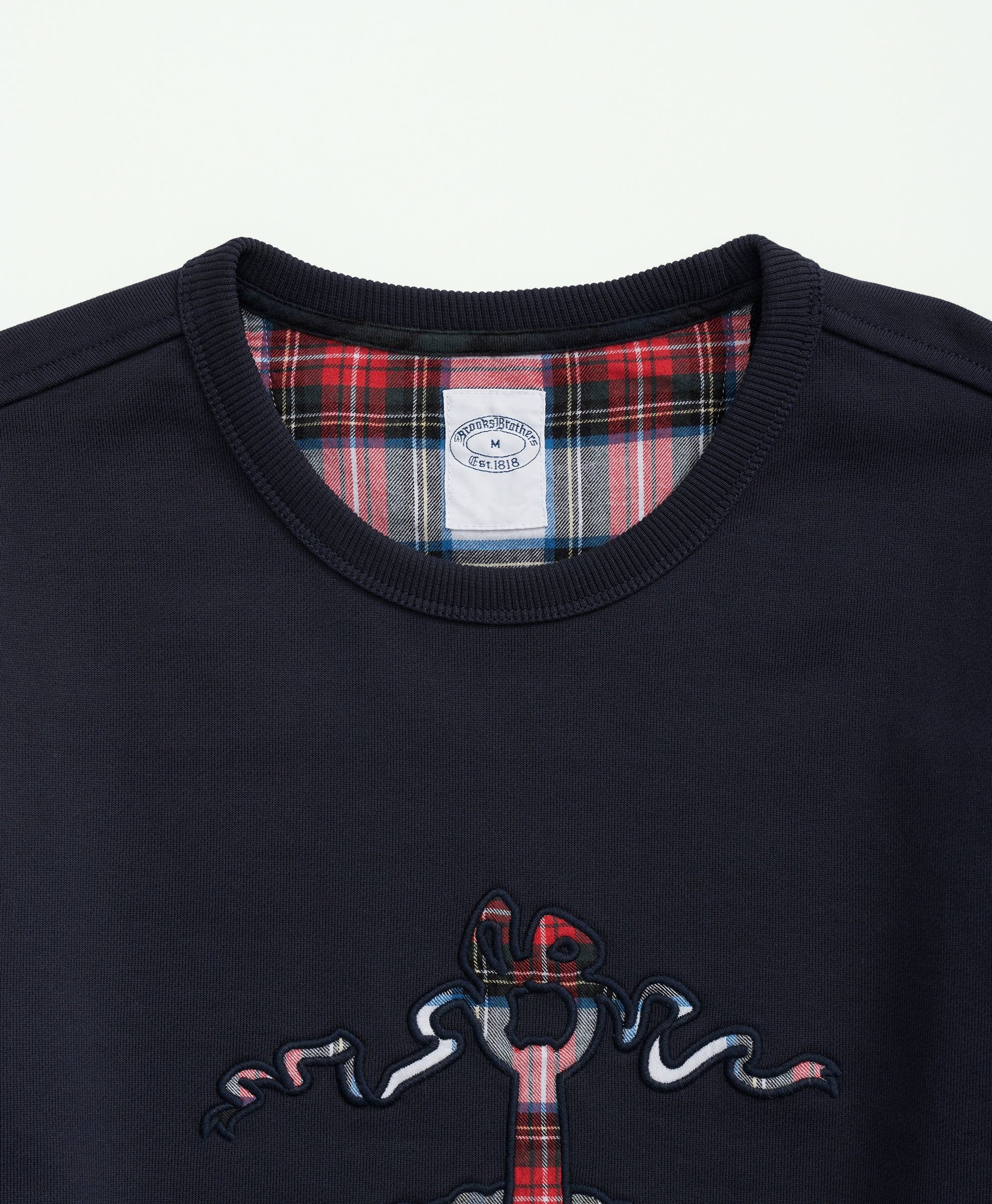 Cotton French Terry Golden-Fleece Tartan Applique Sweatshirt sold by Brooks Brothers product image thumbnail 2