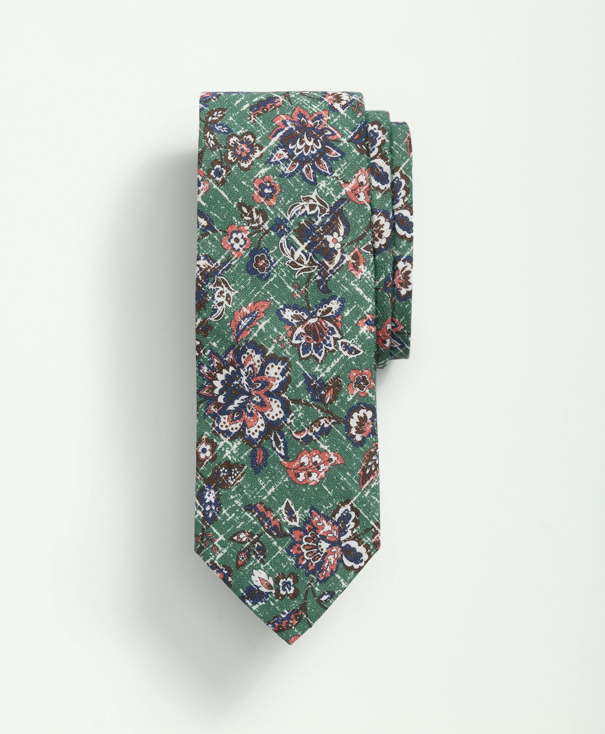 Linen Vintage Print Tie sold by Brooks Brothers