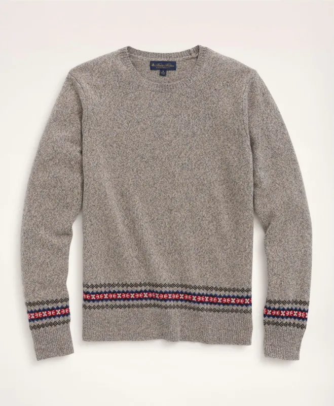 Merino Cable Fair-Isle Trim Crewneck Sweater sold by Brooks Brothers