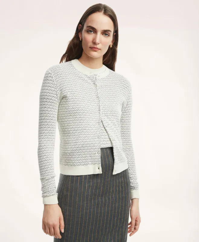 Cotton Cashmere Blend Pointelle Cardigan made by Brooks Brothers