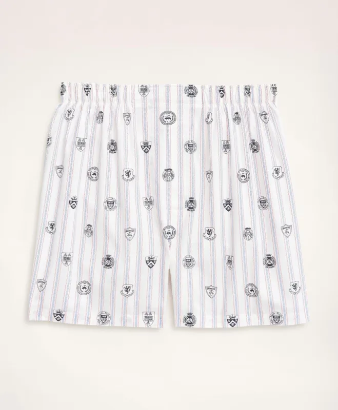 Cotton Broadcloth Crest Stripe Boxers sold by Brooks Brothers