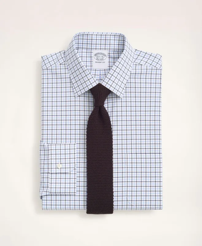 Stretch Regent Regular-Fit Dress Shirt, Non-Iron Poplin Ainsley Collar Tattersall sold by Brooks Brothers
