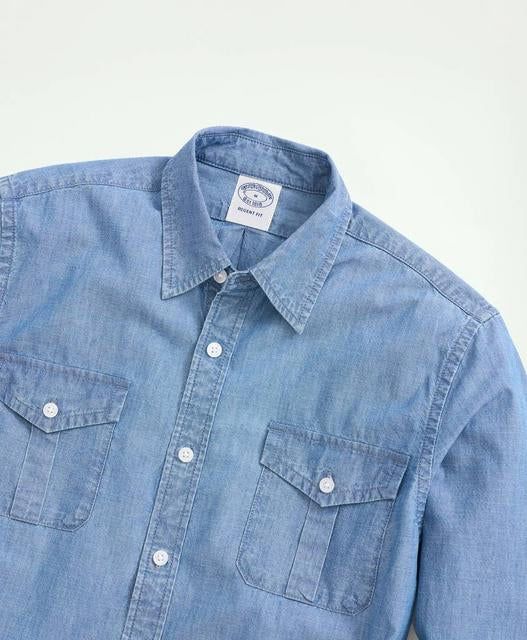 Relaxed Cotton Chambray Military Shirt sold by Brooks Brothers product image thumbnail 2
