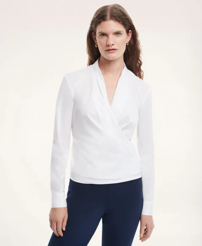 Cotton Blend Faux Wrap Blouse sold by Brooks Brothers