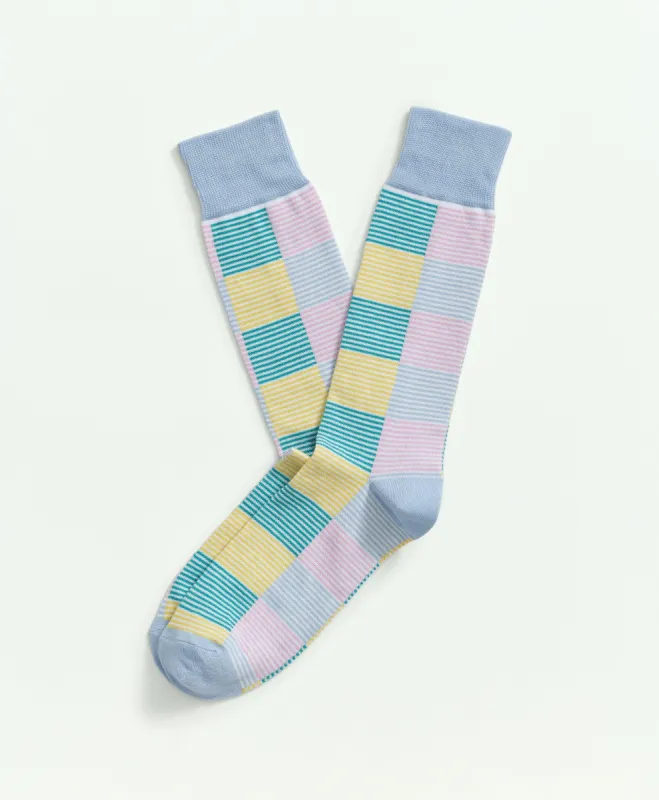Patchwork Stripe Crew Socks sold by Brooks Brothers
