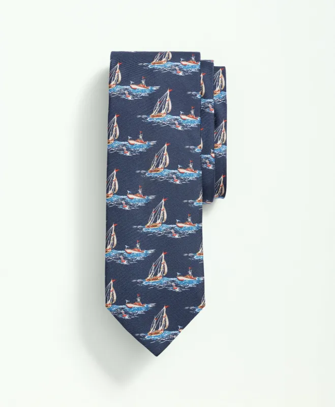 Silk Sailboat Print Tie sold by Brooks Brothers