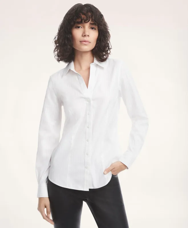 Fitted Non-Iron Stretch Supima Cotton Pinstripe Shirt sold by Brooks Brothers