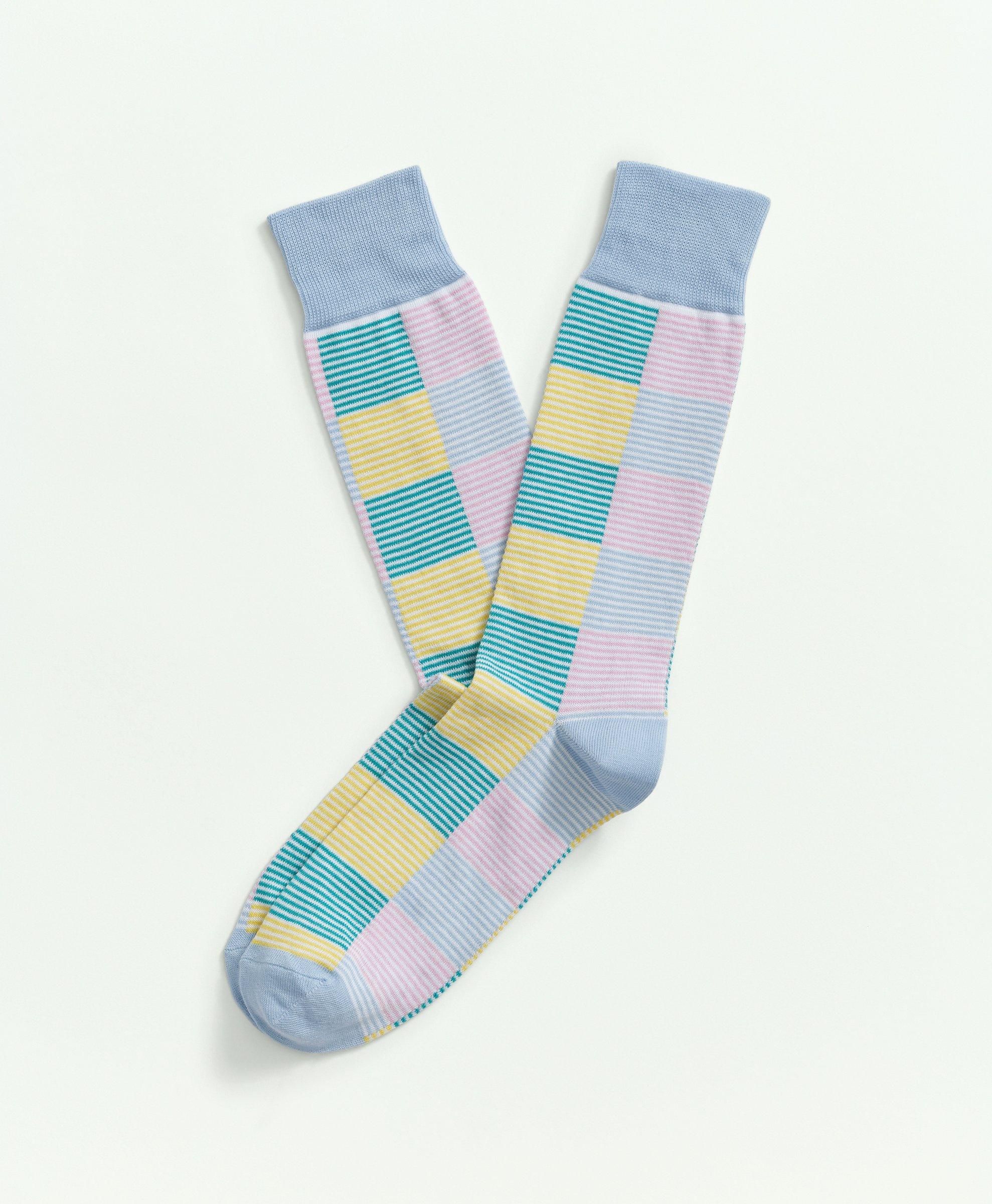 Patchwork Stripe Crew Socks sold by Brooks Brothers