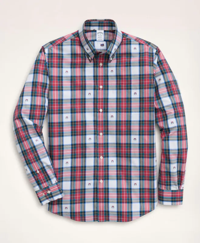 Stretch Regent Regular-Fit Sport Shirt, Jacquard Button Down Collar Holiday Madras sold by Brooks Brothers