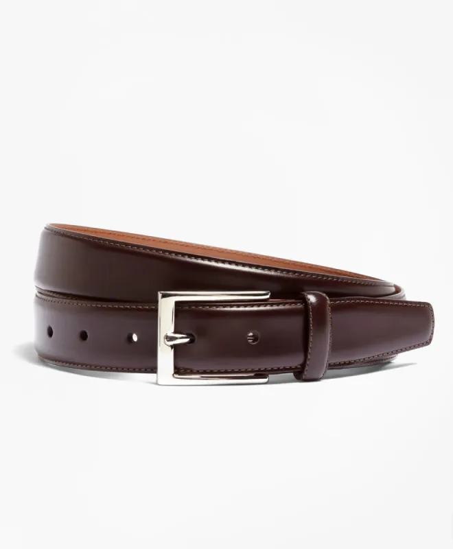 Silver Buckle Leather Dress Belt sold by Brooks Brothers