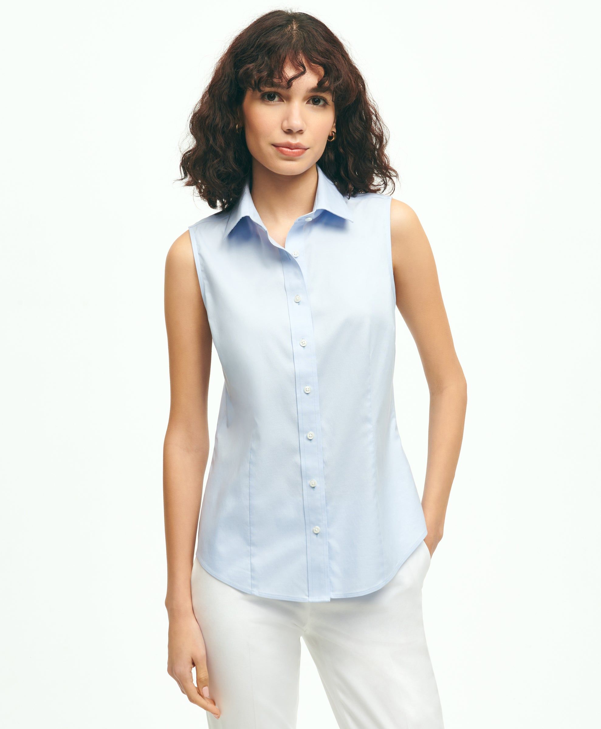 Fitted Non-Iron Stretch Supima Cotton Sleeveless Dress Shirt sold by Brooks Brothers product image thumbnail 2
