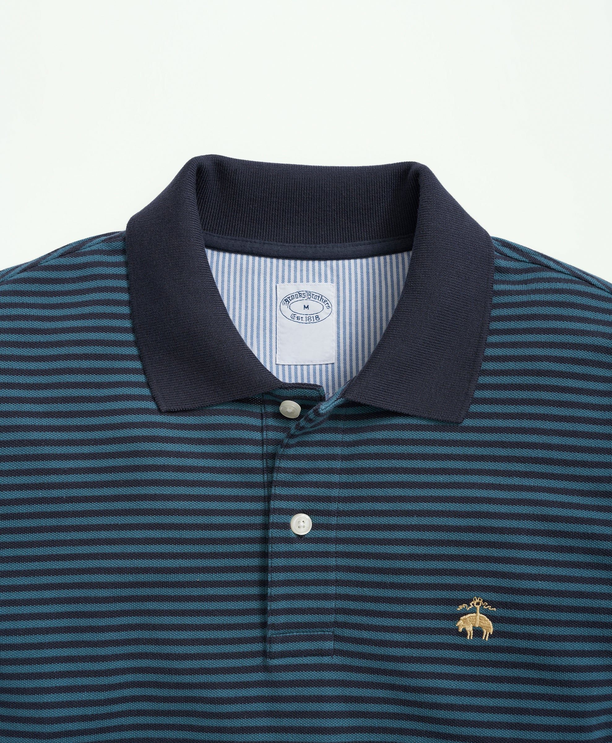 Slim-Fit Golden Fleece Stretch Supima Cotton Pique Long-Sleeve Feeder Striped Polo Shirt sold by Brooks Brothers product image thumbnail 3
