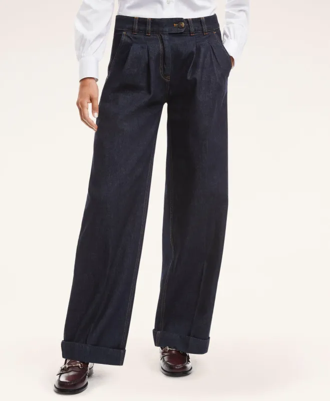 Wide Leg Denim Trousers sold by Brooks Brothers