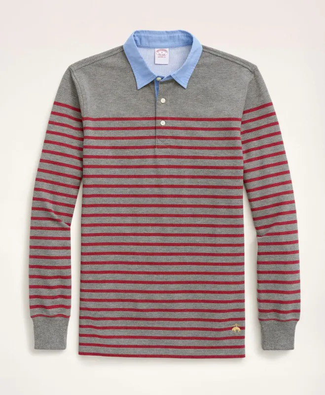 Supima Cotton Mariner Stripe Long-Sleeve Polo Shirt sold by Brooks Brothers