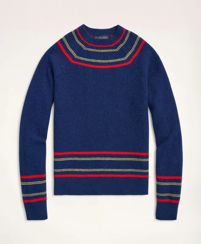 Lambswool Ribbed Raglan Stripe Sweater sold by Brooks Brothers