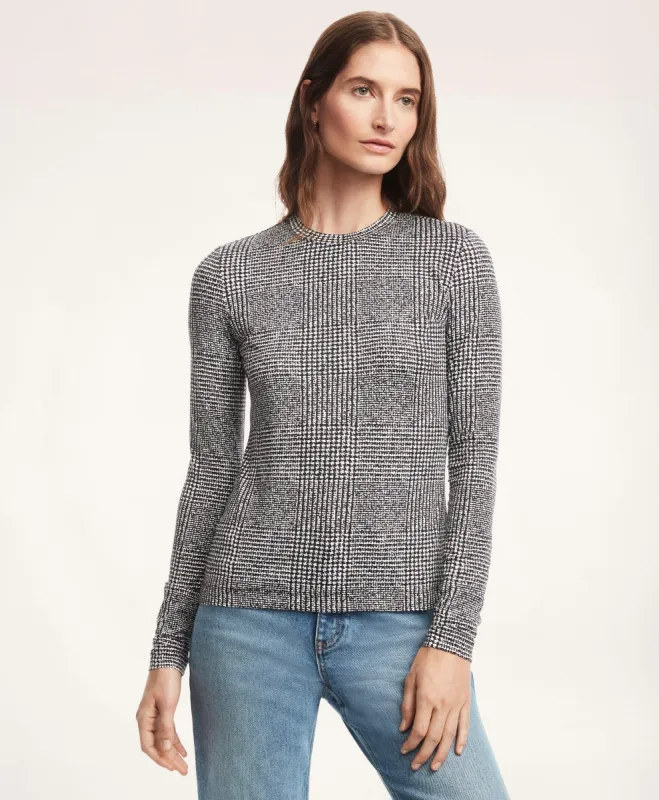 Jersey Printed Long-Sleeve Glen Plaid T-Shirt sold by Brooks Brothers