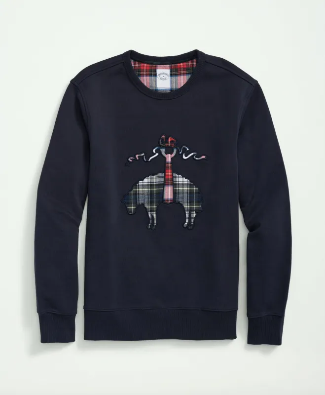 Cotton French Terry Golden-Fleece Tartan Applique Sweatshirt sold by Brooks Brothers