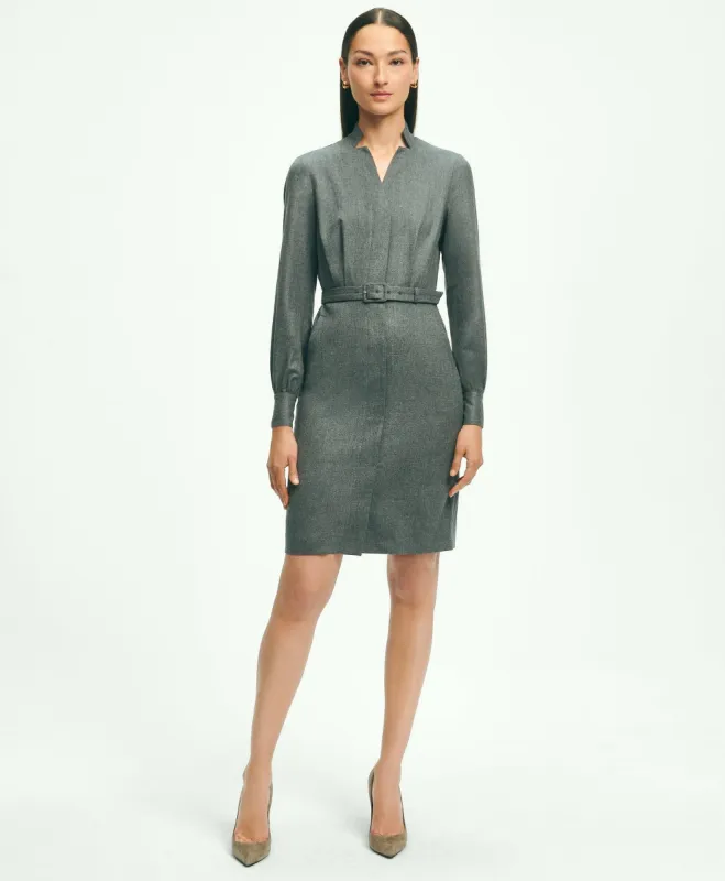 Wool Flannel Belted Shirt Dress sold by Brooks Brothers