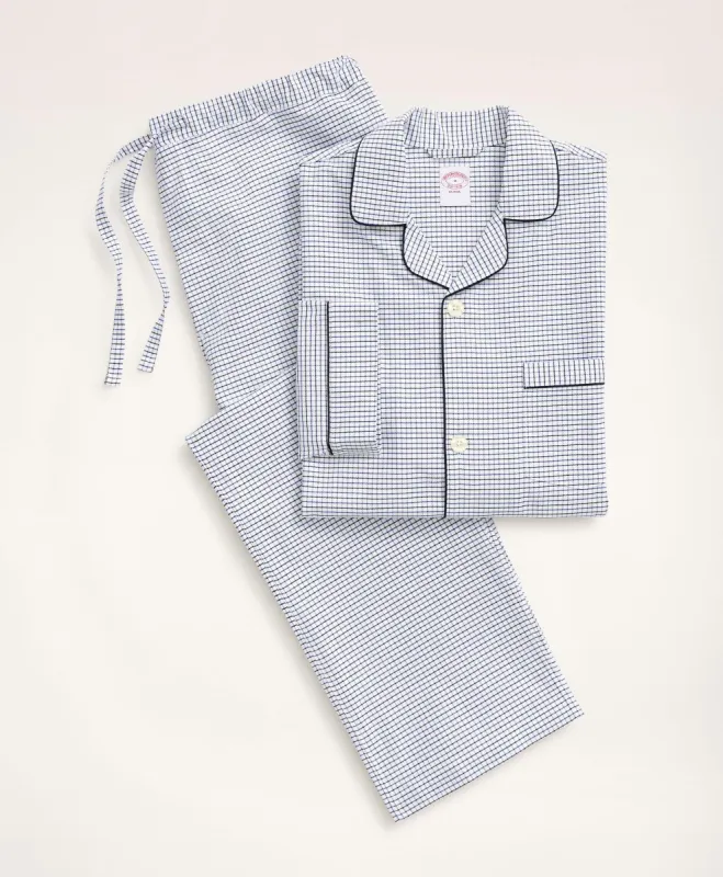 Oxford Cotton Tattersall Pajamas made by Brooks Brothers