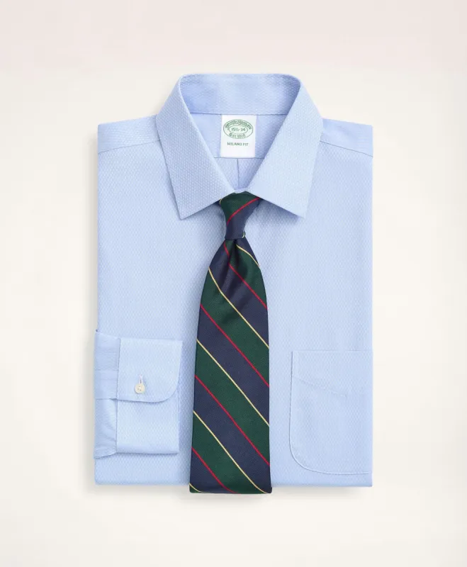 Stretch Milano Slim-Fit Dress Shirt, Non-Iron Dobby Ainsley Collar Diamond sold by Brooks Brothers