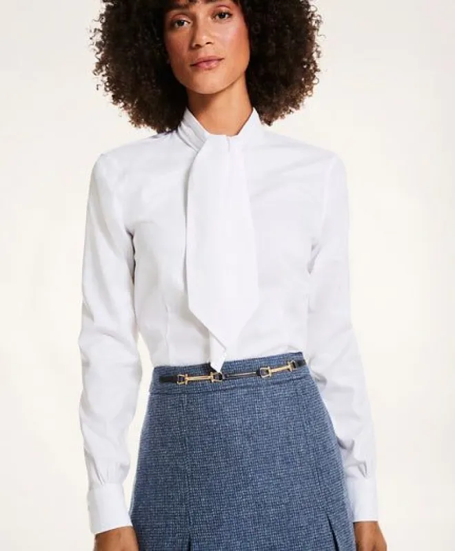 Non-Iron Supima Cotton Dobby Bow Blouse sold by Brooks Brothers