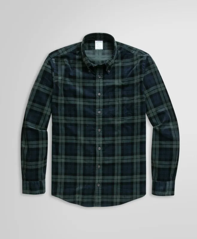 Milano Slim-Fit Plaid Corduroy Shirt Blackwatch sold by Brooks Brothers