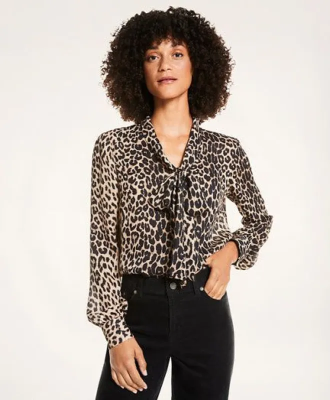 Leopard Print Crepe Blouse sold by Brooks Brothers