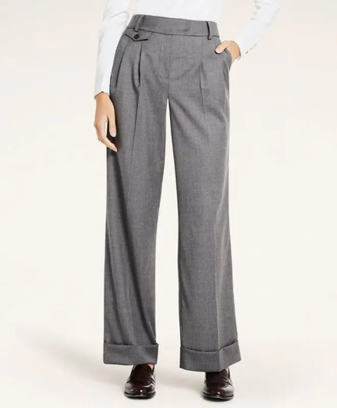 Stretch Wool Flannel Wide-Leg Pants sold by Brooks Brothers