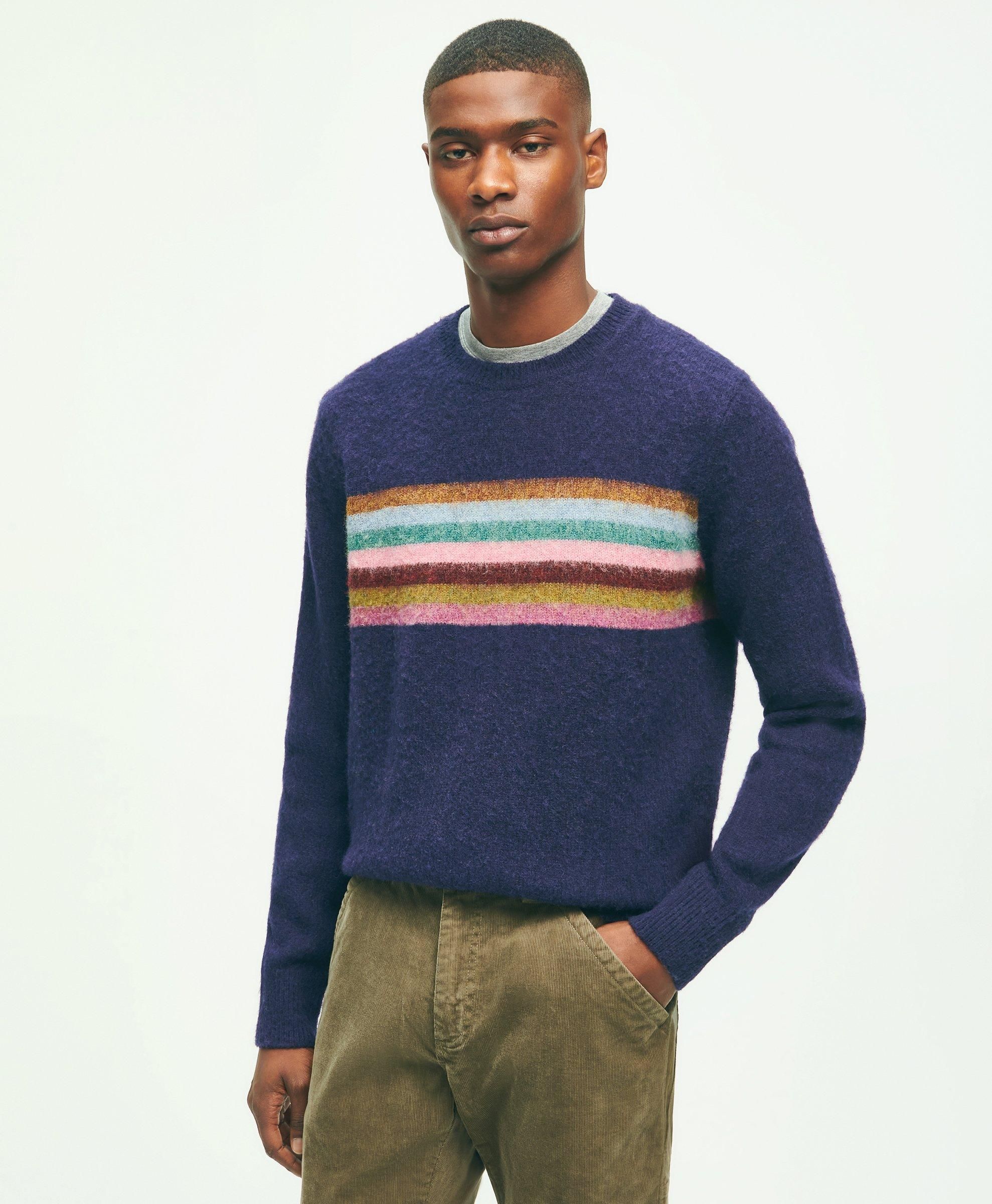 Brushed Wool Chest Stripe Sweater sold by Brooks Brothers