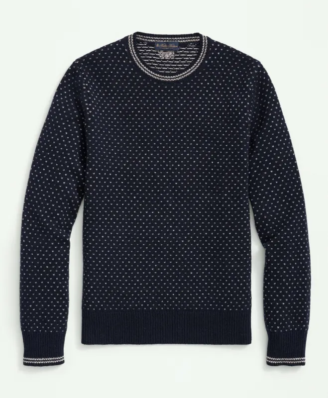 Merino Wool Crewneck Dot Jacquard 1818 Sweater sold by Brooks Brothers