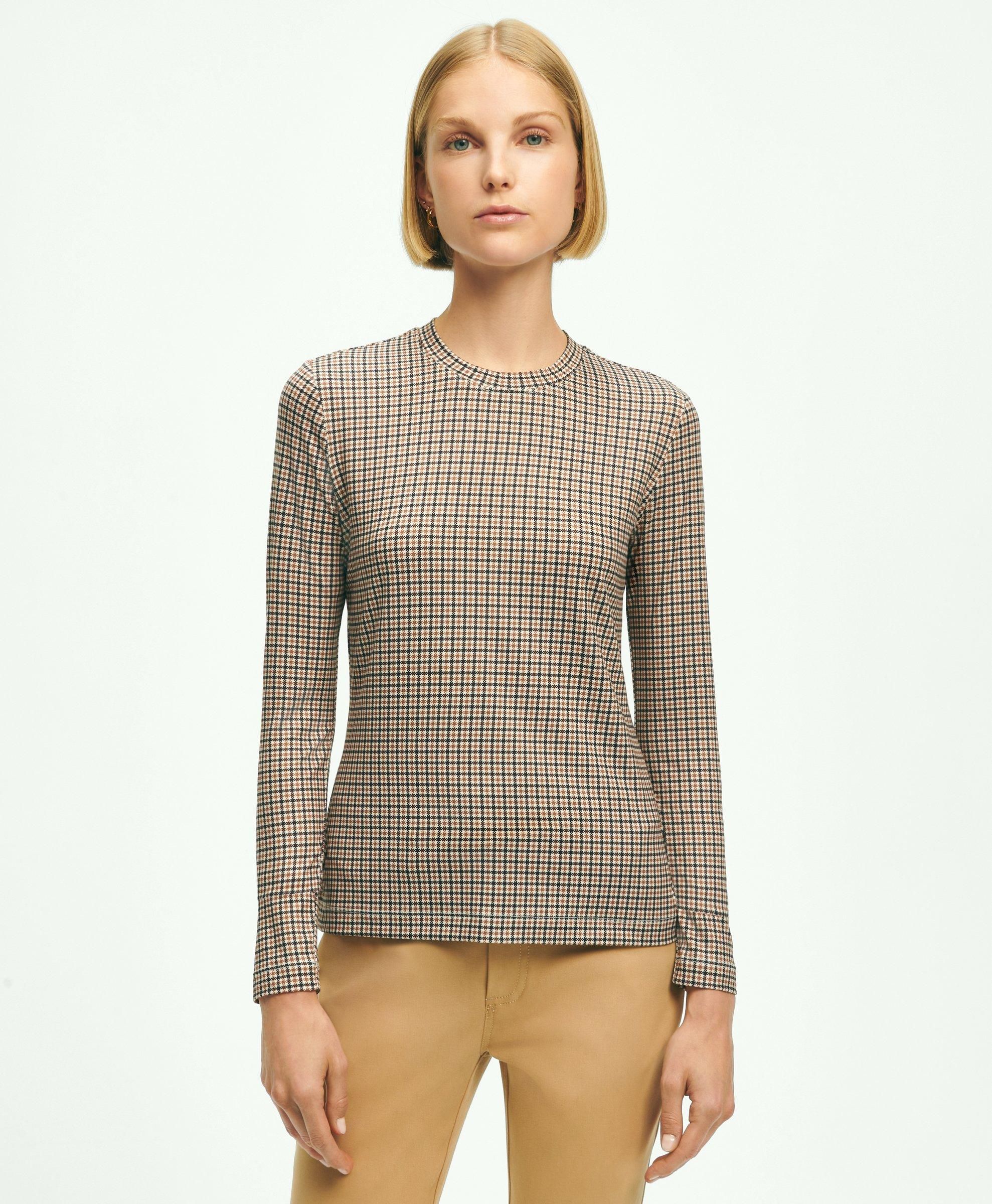 Jersey Tattersall Print Long-Sleeve T-Shirt sold by Brooks Brothers