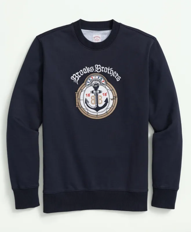 Vintage-Inspired Emblem Sweatshirt in French Terry Cotton sold by Brooks Brothers