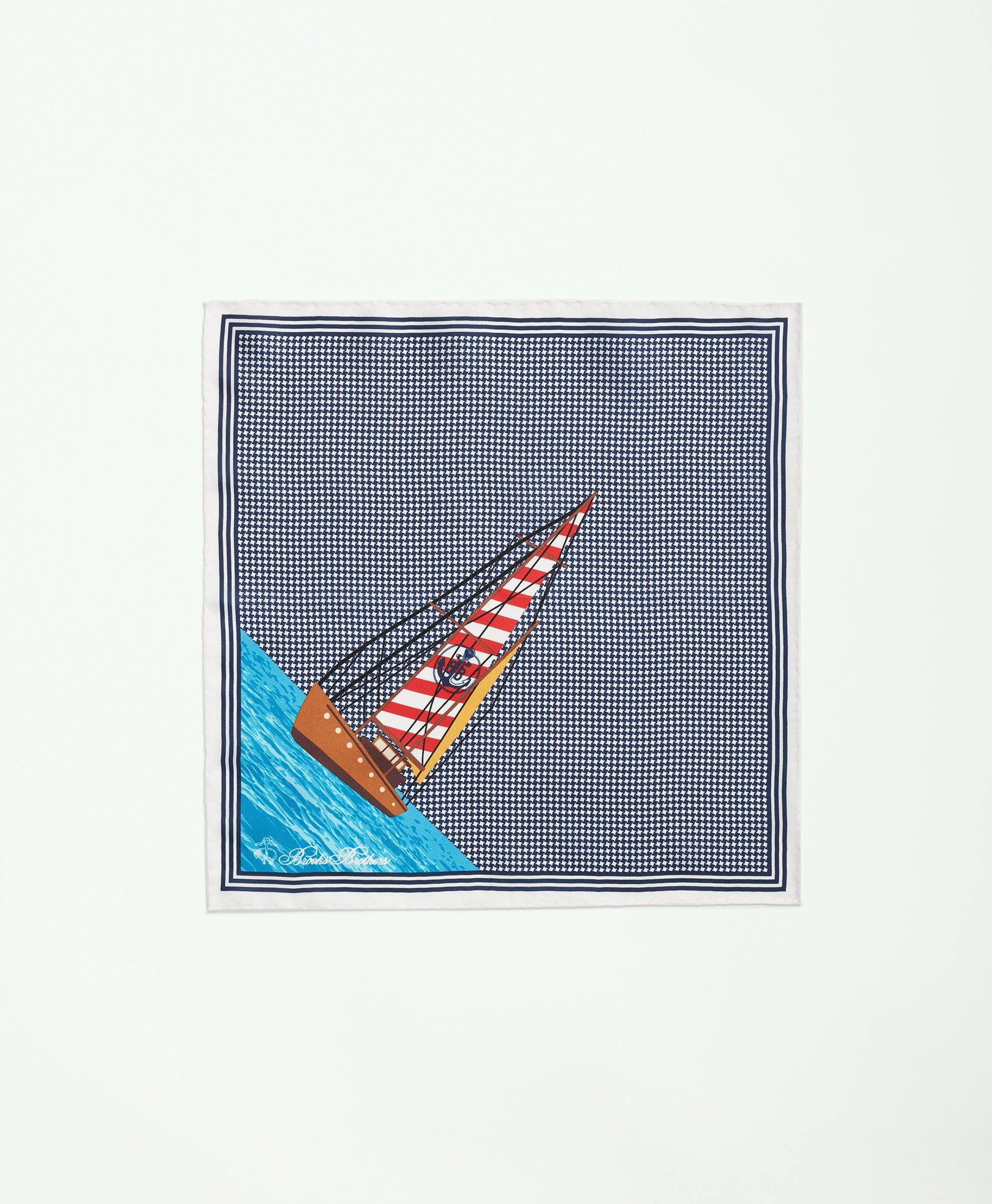 Houndstooth Sailboat Motif Silk Pocket Square sold by Brooks Brothers product image thumbnail 2