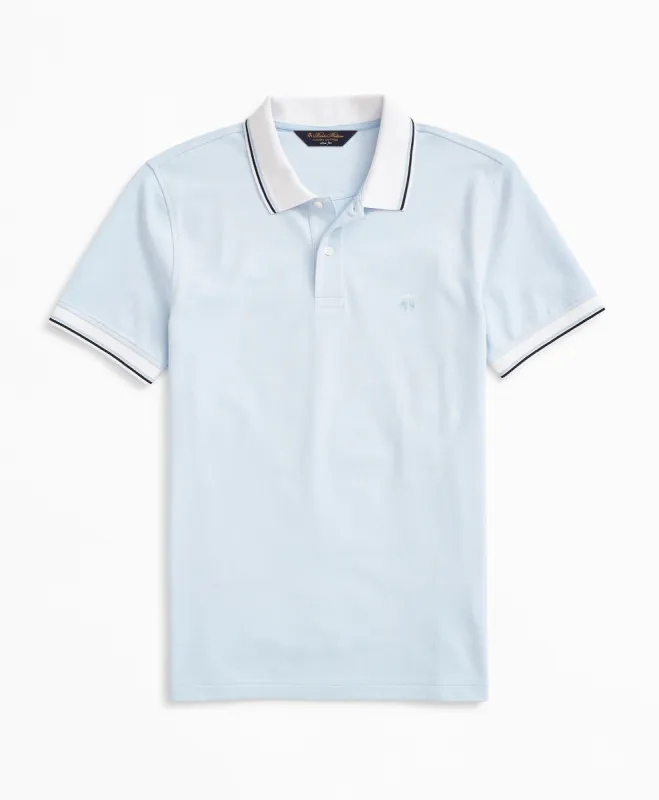 Slim-Fit Stretch Striped-Trim Polo Shirt sold by Brooks Brothers