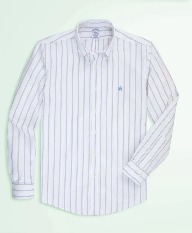 Regular-Fit Stretch Non-Iron Oxford Button-Down Collar, Outline Stripe Sport Shirt sold by Brooks Brothers