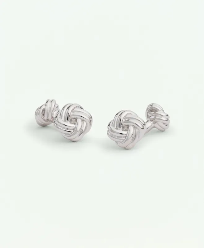 Sterling Silver Rhodium-Plated Knot Cufflinks sold by Brooks Brothers